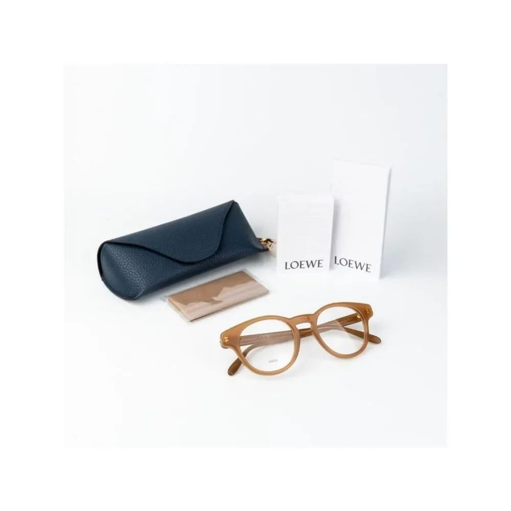 Loewe Women Eyeglasses Brown Round LW50085I SLIM 047 NEW AUTHENTIC